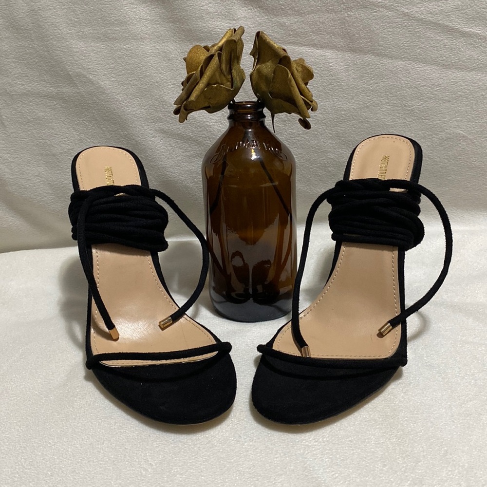 Pretty Little Thing Faux Suede Lace-Up Heels Sz 6